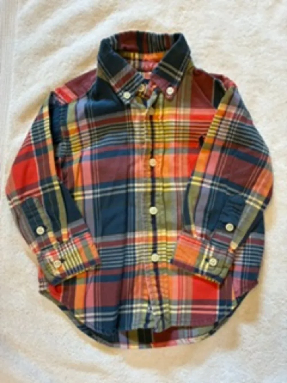 Ralph Lauren Plaid Multicolored Long Sleeve Button Down Shirt Size 12M